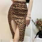 Leopard Slit Pencil Skirt