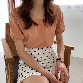 U-neck Puff-sleeve T-shirt
