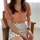 U-neck Puff-sleeve T-shirt