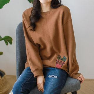 Embroidered Colored Cotton Sweatshirt