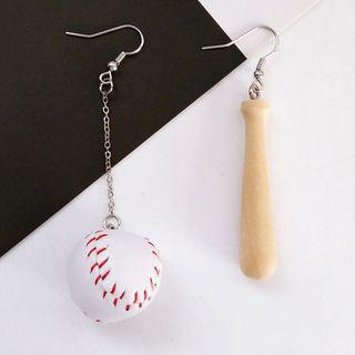 Non-matching Baseball Dangle Earring