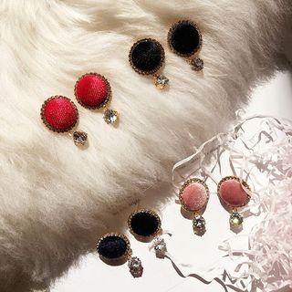 Round Velvet Rhinestone Dangle Earring