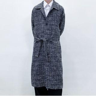 Tie-waist Single-breasted Long Coat