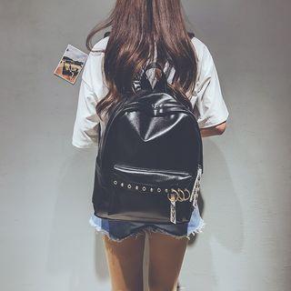 Ring Detail Faux-leather Backpack