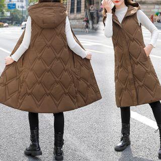Hooded Zip Midi Vest