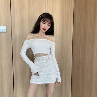 Off Shoulder Pleated Dress