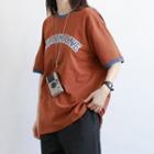 Contrast Trim Lettering Print Short Sleeve Tee