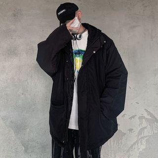 Long Sleeve Plain Hooded Cargo Padded Jacket