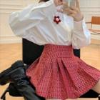 Floral Shirt / Floral Print Midi A-line Skirt