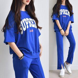Lettered T-shirt & Pants Lounge Set