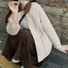 Contrast Collar Quilted Jacket / Midi A-line Skirt