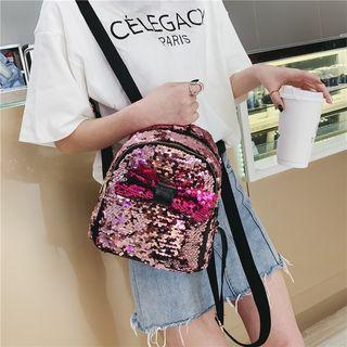 Ribbon Accent Sequined Mini Backpack