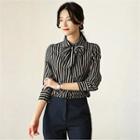 Tall Size Stripe Shirt With Scarf