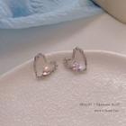 Rhinestone Heart Stud Earring 1 Pair - E5252 - Silver - One Size