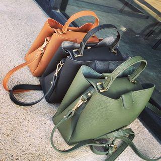 Set: Faux Leather Shoulder Bag + Coin Purse