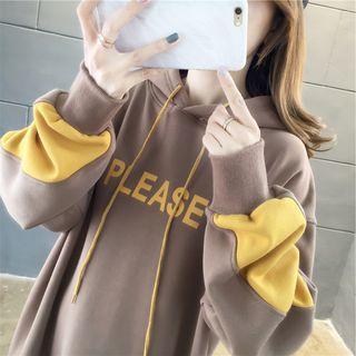 Lettering Two-tone Midi Hoodie Dress