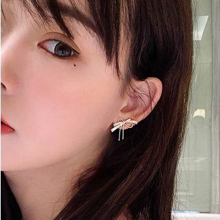 925 Sterling Silver Rhinestone Ribbon Earring