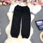 Plain Cropped Cargo Joggers Black - One Size