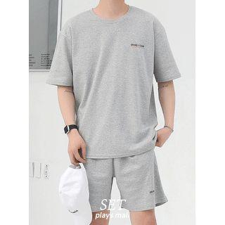 Set: Letter T-shirt + Drawstring Shorts