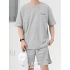 Set: Letter T-shirt + Drawstring Shorts