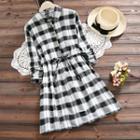 Plaid Drawstring Shirtdress