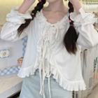 Ruffled Bow Front Cardigan