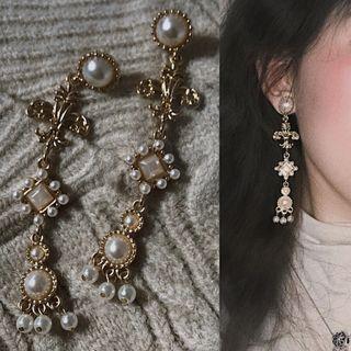 Retro Faux Pearl Dangle Earring 922a - Gold - One Size