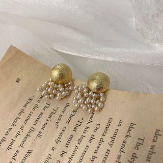 Faux Pearl Drop Earring Type A - Gold - One Size