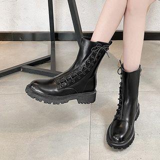 Asymmetric Lace-up Short Boots