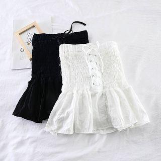Lace-up Front Ruffle-trim Skirt