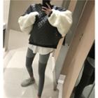 Faux Shearling Panel Pullover / Two-tone Leggings