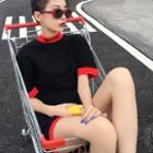 Color-block Lettering Loose-fit Short-sleeve Dress