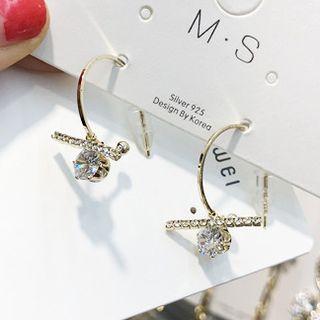Alloy Rhinestone & Bar Dangle Earring As Shown In Figure - One Size