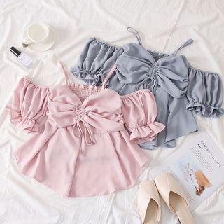 Boatneck Drawstring Sleeveless Top
