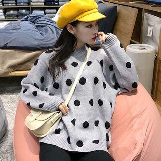 Mock Neck Dotted Print Sweater