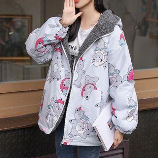 Long-sleeve Printed Fleece Hooded Jacket