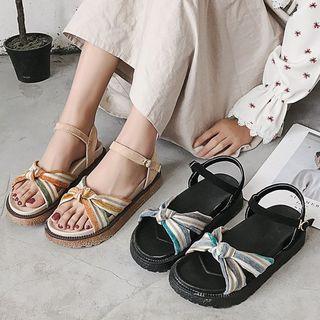 Striped Ankle Strap Sandals