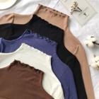 Plain Mock-turtleneck Long Sleeve T-shirt