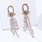Faux Crystal Alloy Knot Fringed Earring S925 Sterling Silver - One Size