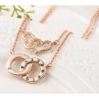 Austrian Crystal Heart & Hoop Pendant Necklace Rose Gold - One Size