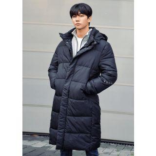 Hooded Letter Print Puffer Coat