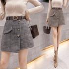 Asymmetrical Plaid Mini Skirt