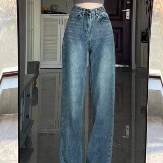 Distressed Fringed Hem Wide Leg Jeans