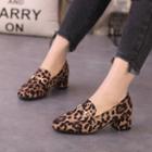 Leopard Print Block Heel Loafers