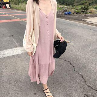 Cardigan / Spaghetti Strap Midi Dress