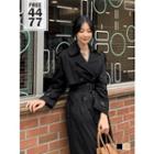 Belted Double-breasted Boxy Long Trench Coat