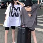 Wide-leg Open Back Letter Print T-shirt