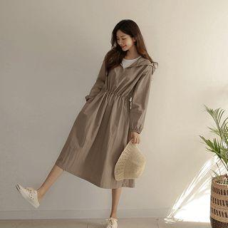 Drawstring Long Windbreaker Hoodie Dress