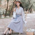Set: Lace-up Hanfu Top + High Waist A-line Skirt