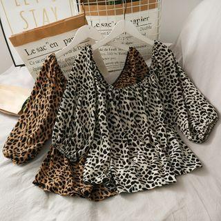 Boatneck Leopard-print Loose Top
